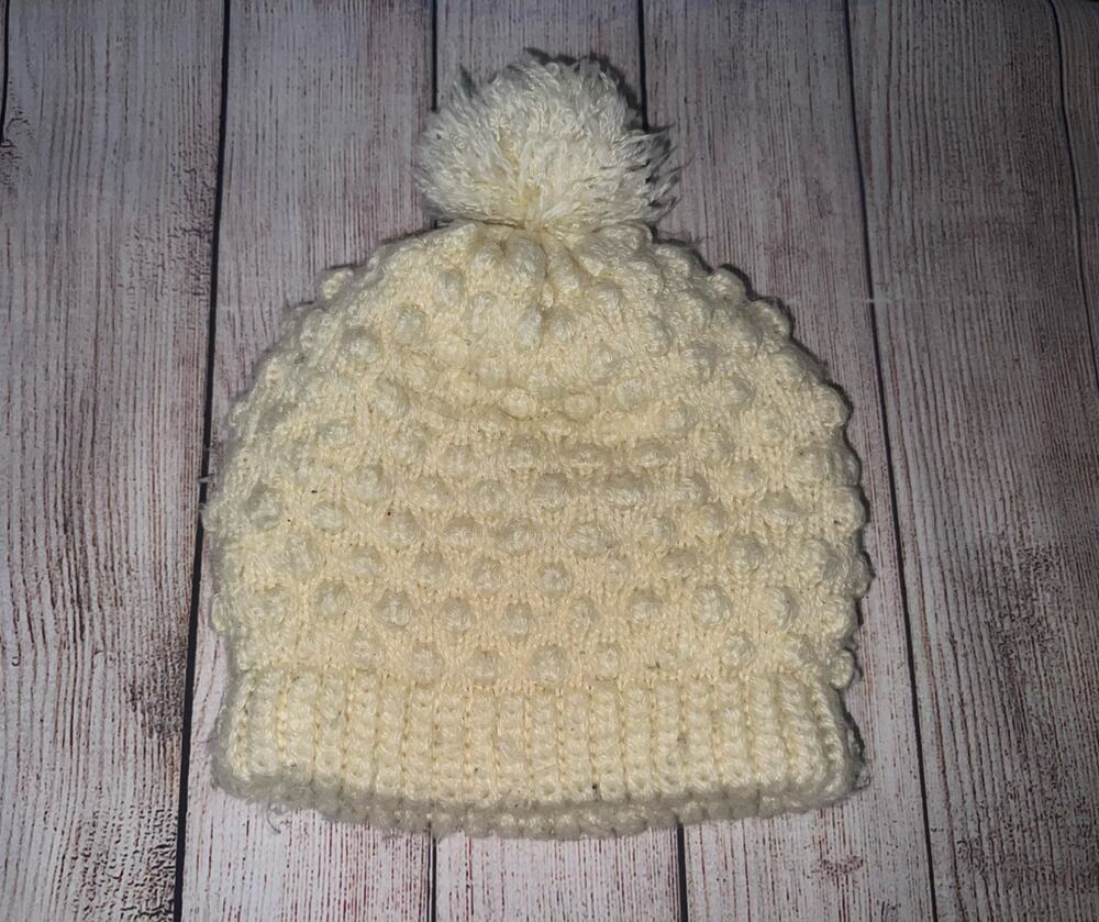 Vintage Fall Winter Accessory Boho Relaxed Fit Cream Colored Beanie Unisex